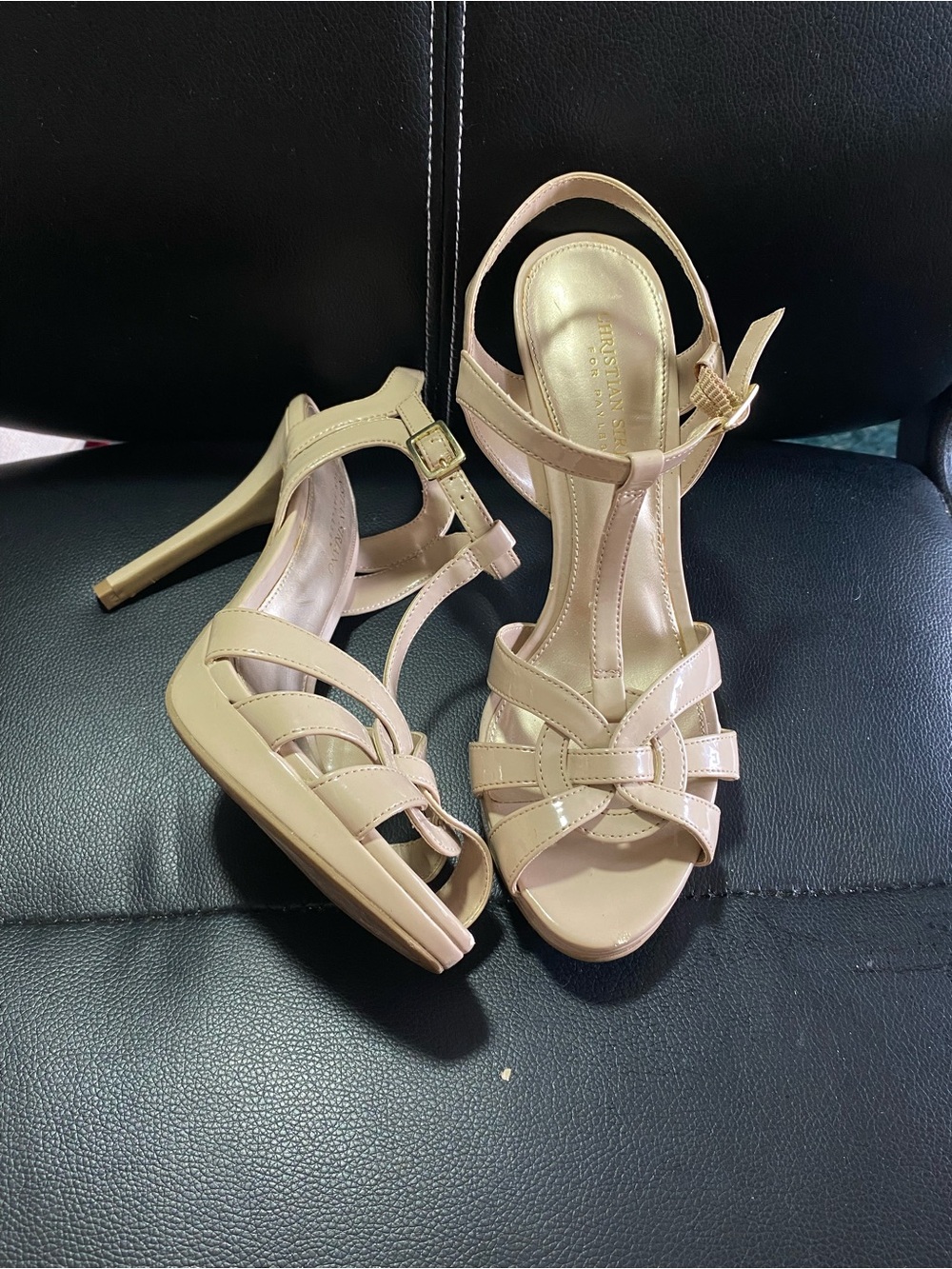 Christian Siriano for Payless Nude T-Strap High Heel Sandals